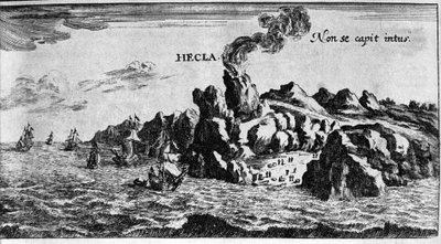 O Volca Hekla na costa da Islândia - em Mundi Mirabilis Oeconomia por Johamm Zahn, sd. 1696. de Unknown artist
