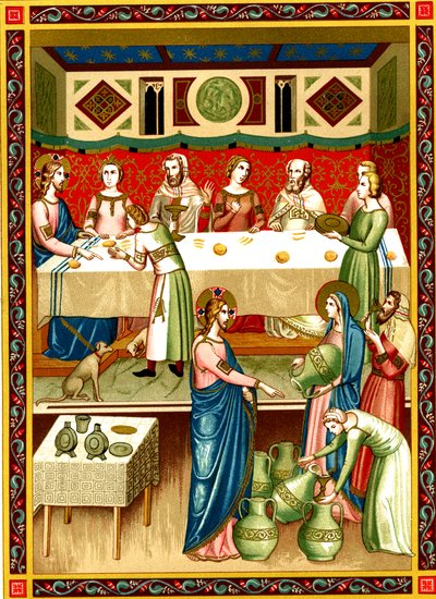 Bodas de Caná, miniatura de um manuscrito do século XIV de Unknown artist