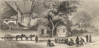 O Armazém dos Vinhos em Paris em 1861 - Caves - de Unknown artist