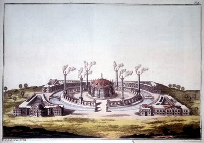 A antiga cidade de Nínive, antiga cidade da Assíria, mostrando a vista imaginária de um palácio assírio. de Unknown artist