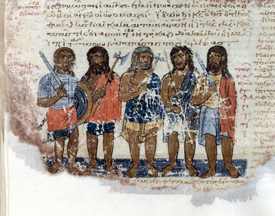 O exército dos Geantes (Rephaim ou Nephilim) que foram vencidos pelo exército do Rei David Miniature tirado do "Codex de l