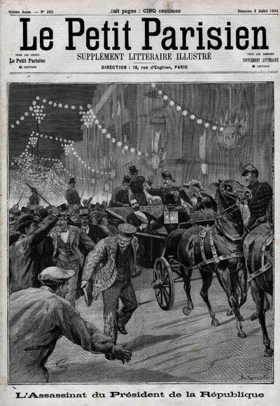 O assassinato do Presidente da República Sadi Carnot (1837-1894) pelo anarquista italiano Sante Caserio em 24 de junho de Unknown artist