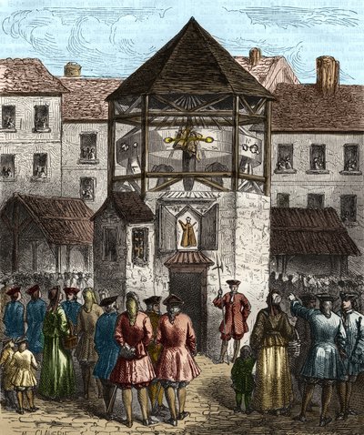 O livro "la dime royale", de Sebastien Le Prestre, Marquês de Vauban, foi colocado no pelourinho depois de sua proibição em 1707. de Unknown artist