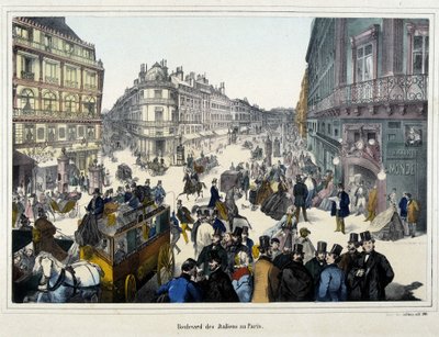 A multidão na boulevard des Italians - gravura de Unknown artist