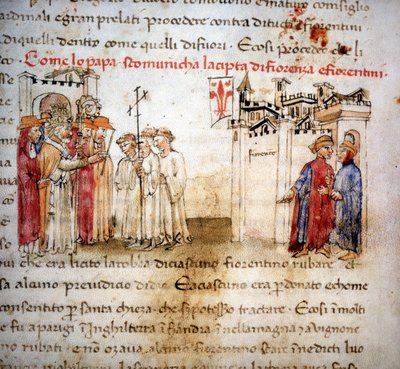 O excomungado de Florença e dos Florentinos em 1375 - em "Croniche del Sercambi", cerca de 1400. de Unknown artist