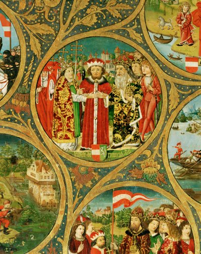 A árvore genealógica dos marqueses e duques de Babenberg, primeiros governantes de "Ostarrichi" de Unknown Artist