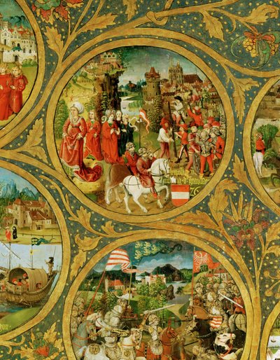 A árvore genealógica dos marqueses e duques de Babenberg, primeiros governantes de "Ostarrichi" de Unknown Artist