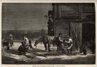 O ferrante marechal, no subúrbio de Moscovo. Desenho de Henriet, para ilustrar a sua viagem às províncias bálticas russas em 1851-54. Gravura em "Le tour du monde", editado por Edouard Charton de Unknown artist