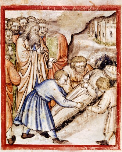 O funeral de Sarah Miniature do códice 212 (ou códice padovano ou Bíblia de Pádua) 1390-1400 Rovigo, Accademia dei Concordi de Unknown artist