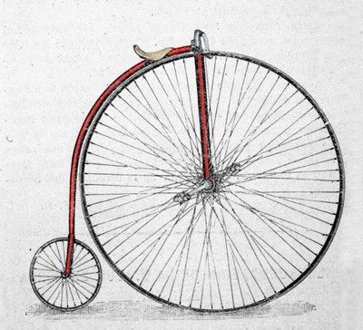 A grande bicicleta, ou grand bi (grand-bi), foi inventada entre 1865 e 1870. de Unknown artist