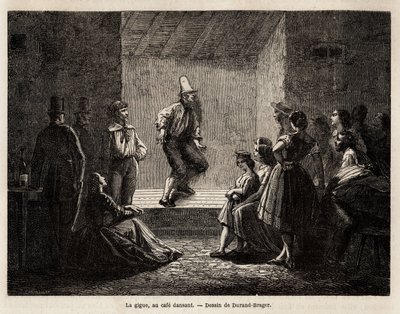 O jitter, em um café dançante, desenhado por Durand Brager, para ilustrar Uma excursão aos bairros pobres de Londres em 1862, por L.Simonin. Gravura em "Le tour du monde", editado por Edouard Charton de Unknown artist