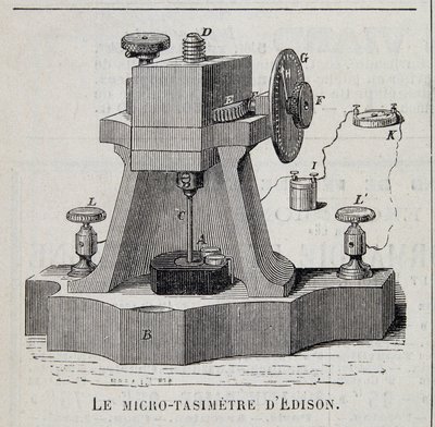 O micro-tasímetro de Edison - gravura, final do século XIX de Unknown artist