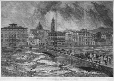 O transbordo do Arno para Florença em 1868. de Unknown artist
