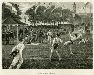 O jogo de palma tem Franeker (Holanda). Gravura para ilustrar a história La Frise, baseada num relacionamento de um jornal holandês, em le tour du monde 1886, dirigido por Edouard Charton (1807-1890), Hachette, Paris. de Unknown artist