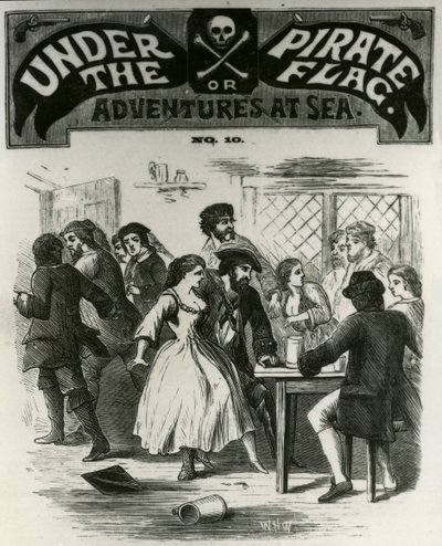 "Os piratas que se divertem são assustados pelo fantasma de Gibbs", Charles Gibbs, o pirata de Rhode Island. de Unknown artist