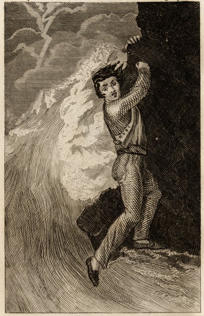 O naufrágio de Robinson Crusoé, gravura inserida em "As aventuras de Robinson Crusoé" de Daniel Defoe (1660-1731), edição la librairie d