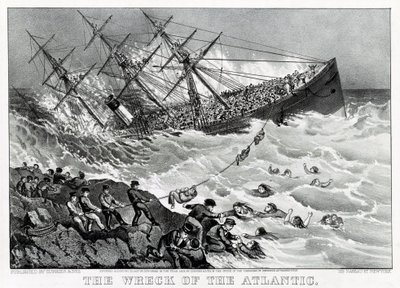 O naufrágio do transatlântico transatlântico RMS da White Star Line, na costa da Nova Escócia de Unknown artist