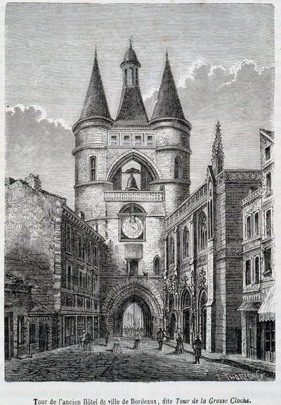 Tour do antigo Hôtel de Ville de Bordeaux, conhecido como "Tour de la Grosse Bell" - gravura de Unknown artist