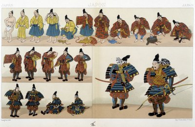 Roupa tradicional de Samurai japonês - em "The Historical Costume" de Racinet de Unknown artist