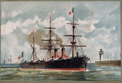 O transatlântico "Labrador". Por volta de 1880. Cromolitografia do século XIX. de Unknown artist
