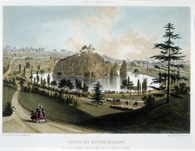Transformações de Paris sob o Segundo Império, Haussmann Paris. O Jardim de Buttes Chaumont de Unknown artist