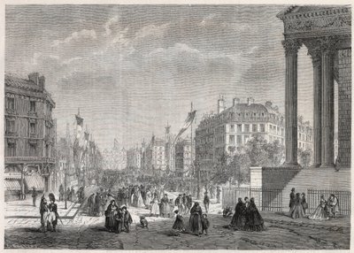 Transformações de Paris sob o Segundo Império, Paris Haussmann: decoração do Boulevard Malesherbes, no dia da sua inauguração a 13 de Agosto de 1861 - Gravura no "Le Monde Illustré de Unknown artist