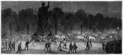 Tradução da estátua da Republique (Marianne em bronze, 9,50 m de altura), das oficinas do Sr. Thiebaut na Place de la Republique em Paris em 1883 de Unknown artist