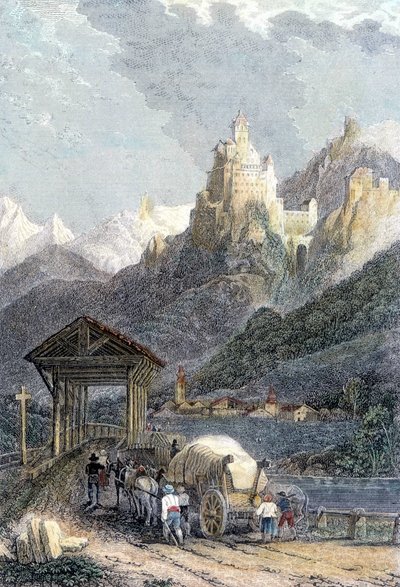 Castelo de Trostburg, no Tirol. de Unknown artist