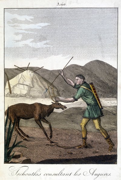 Tschutkis man consultando os auspícios (Ásia). de Unknown artist