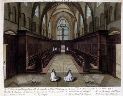 Duas freiras a rezar na abadia de Port Royal des Champs (Port-Royal-des-Champs). de Unknown artist