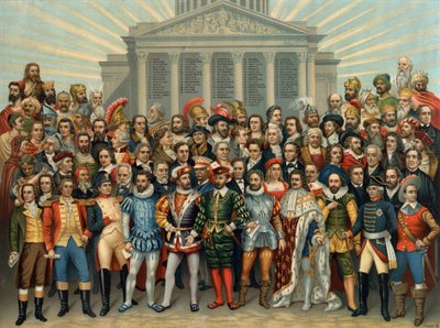 UNIVERSAL PANTHEON OF MAIN MEN CELEBRES cromolitografia de Sauvage cir de Unknown artist