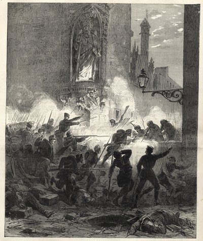 Revolta dos Republicanos na Catalunha: luta em Barcelona na noite de 25 para 26 de Setembro de 1869 - Sexenio Democratico (seis anos de democracia) - Espanha sob o domínio do General Francisco Serranos 1869/1870 - Insurreição Republicana na Catalunha: bar de Unknown artist