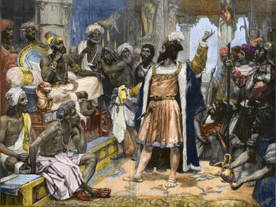 Vasco da Gama entrega a carta de D. Manuel de Portugal ao Samorim de Calicut - após pintura, c. de Unknown artist