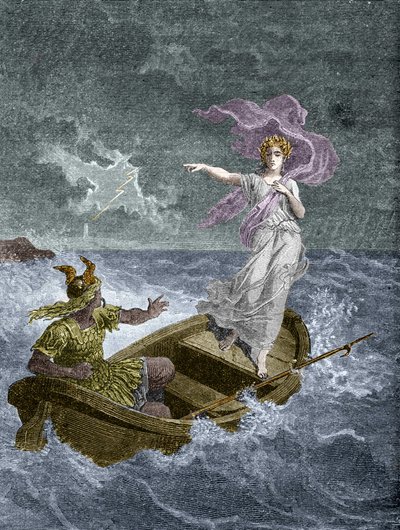 Vercingetorix e Druidesse. Em "Histoire de la magic du Monde supernaturel et de la Fatalite a travers les temps et les peuples", Furne Jouvet et Cie editeurs (1880). de Unknown artist