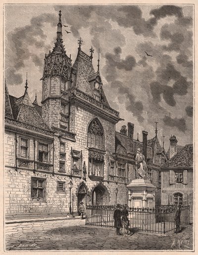 Vista da rua do Palais Jacques Coeur em Bourges, França de Unknown