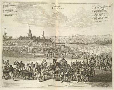 Vista de Benin. Procissão de nativos de Unknown artist