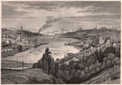 Vista de Constantinopla, agora Istambul, e do Corno de Ouro durante o século XIX de Unknown