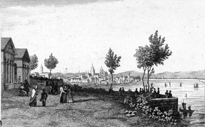 Vista de Mainz na Alemanha e do Reno por volta de 1830. de Unknown artist