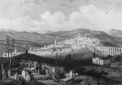 Vista de Medeah, antiga fortaleza romana, em Algerie no século XIX, em "L