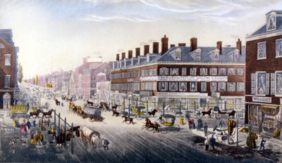 Vista de Nova Iorque: Broadway. Gravura a partir de 1840. de Unknown artist