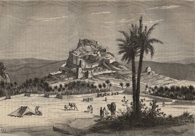 Vista de Oued el Golea (El Menia ou El Menea antigamente El Golea) na Argélia, no sul da província de Oran, no final do século XIX - gravura de Unknown artist