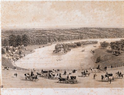 Vista do Bois de Boulogne em Paris. Litografia a partir de 1850. Coleção privada de Unknown artist