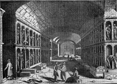 Vista do Cemitério dos Capuchinhos, em Palermo, no século XIX. (Cimitero dei Cappuccini, Palermo) de Unknown artist