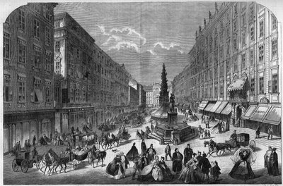 Vista do Graben em Viena, Áustria. Gravura no "The Illustrous Universe" (O Universo Ilustrado) de Unknown artist