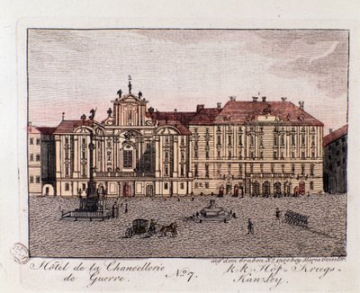 Vista do Hotel da Chancelaria de Guerra em Viena. Gravura Áustria desde 1815 Colecção privada de Unknown artist