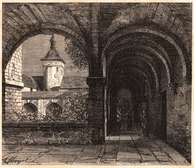 Vista, claustro, abadia, solesmes, galeria, sarthe, frança de Unknown