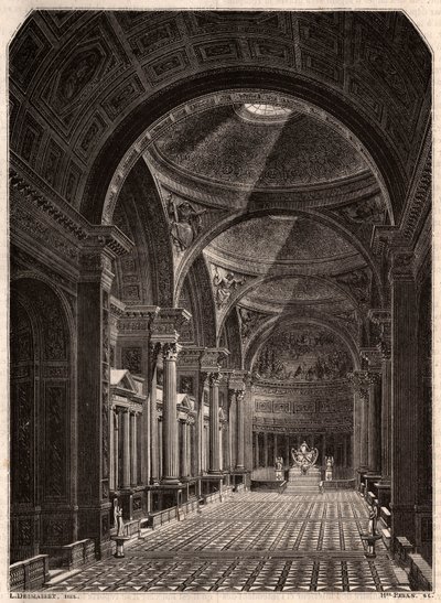 Vista do interior da Igreja da Madeleine em Paris em 1843, pouco depois de aberto para culto de Unknown