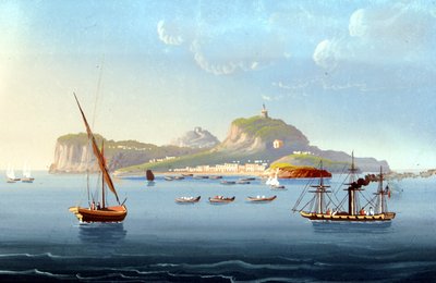 Vista da ilha de Capri. 1830. Pintura anónima de Unknown artist