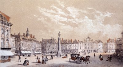 Vista da grande praça da cidade de Lille. Gravura do século XIX Paris, B.N. de Unknown artist