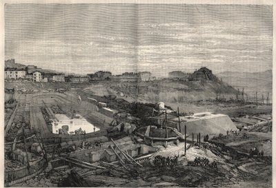 Vista das novas docas construídas pelo governo italiano no porto de La Spezia. Gravura em "L